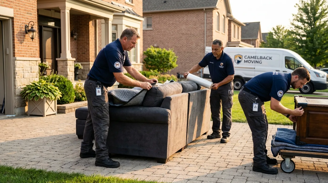 Large estate moving crew wrapping furniture in Clearfield, UT